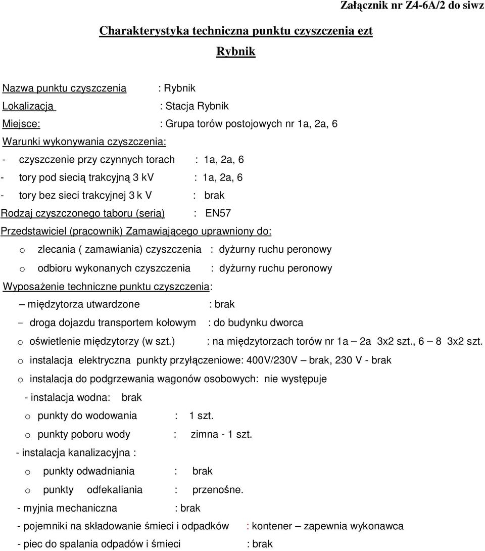 wykonanych czyszczenia : dyŝurny ruchu peronowy międzytorza utwardzone - droga dojazdu transportem kołowym : do budynku dworca o oświetlenie międzytorzy (w szt.