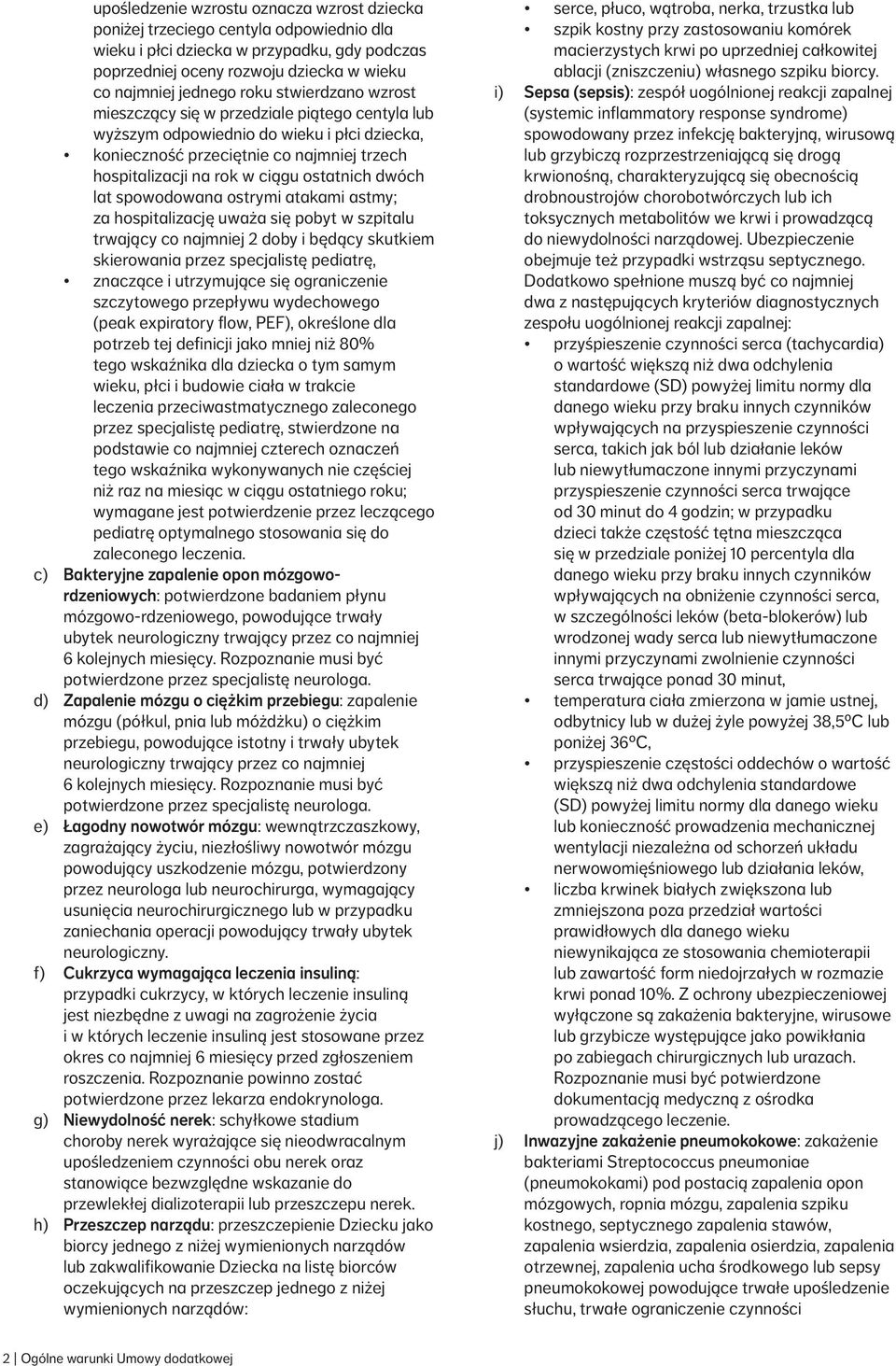 dwóch lat spowodowana ostrymi atakami astmy; za hospitalizację uważa się pobyt w szpitalu trwający co najmniej 2 doby i będący skutkiem skierowania przez specjalistę pediatrę, znaczące i utrzymujące