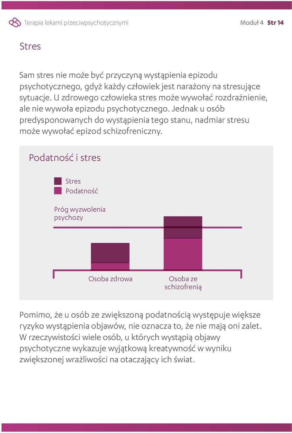 Jednak u osób predysponowanych do wystąpienia tego stanu, nadmiar stresu może wywołać epizod schizofreniczny.