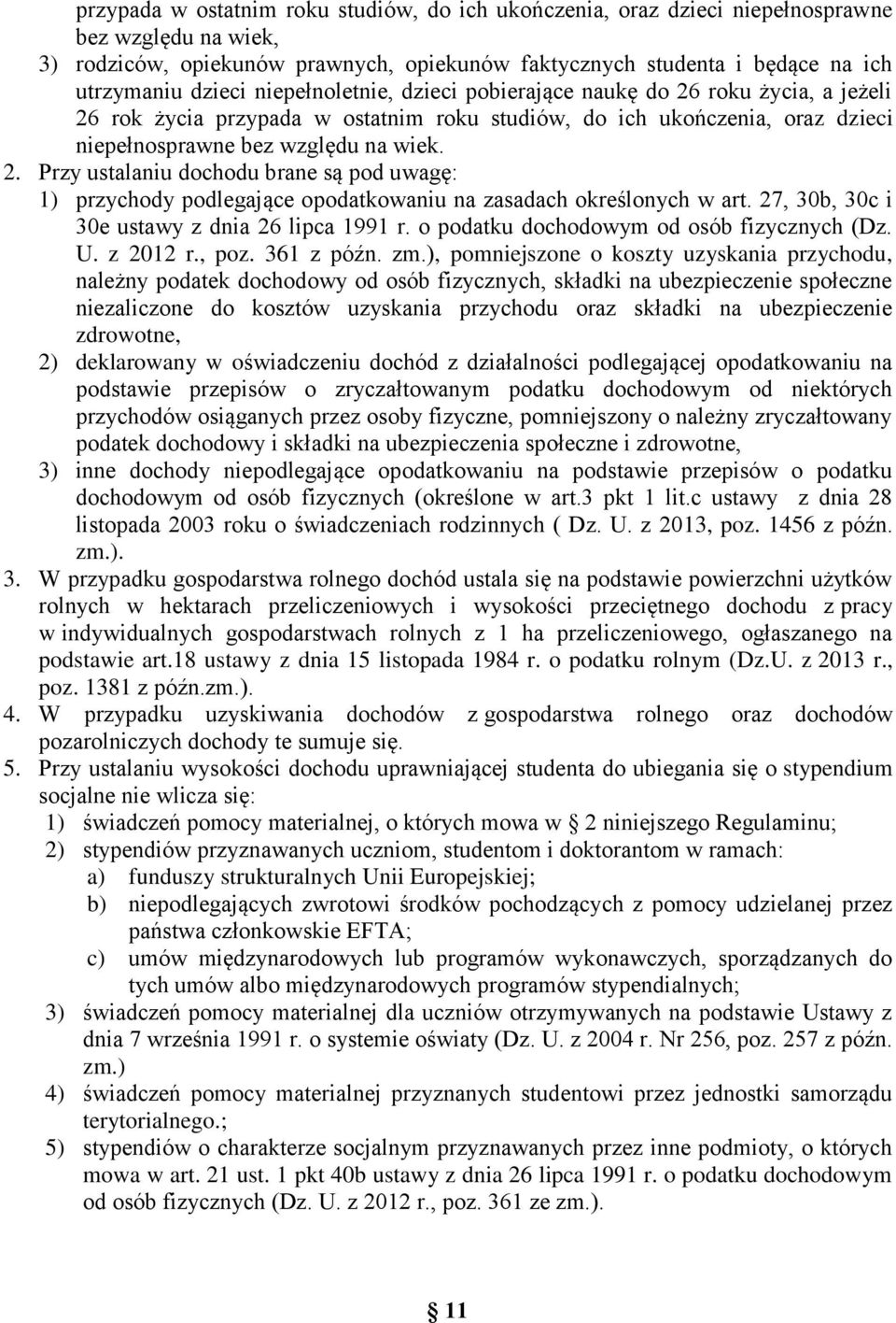 27, 30b, 30c i 30e ustawy z dnia 26 lipca 1991 r. o podatku dochodowym od osób fizycznych (Dz. U. z 2012 r., poz. 361 z późn. zm.