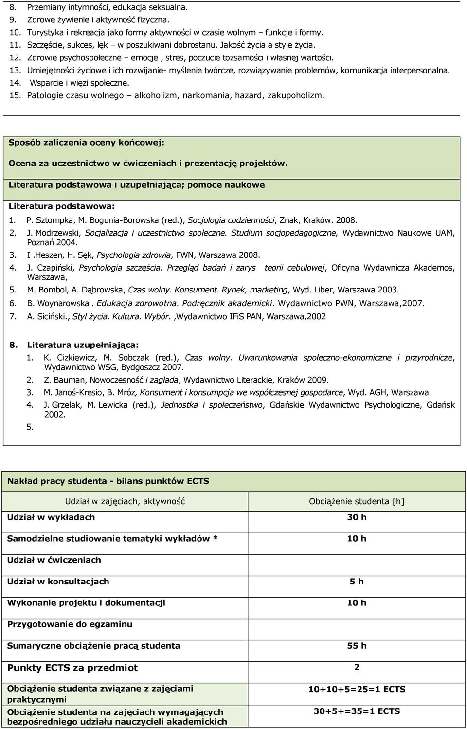 Umiejętności życiowe i ich rozwijanie- myślenie twórcze, rozwiązywanie problemów, komunikacja interpersonalna. 14. Wsparcie i więzi społeczne. 15.