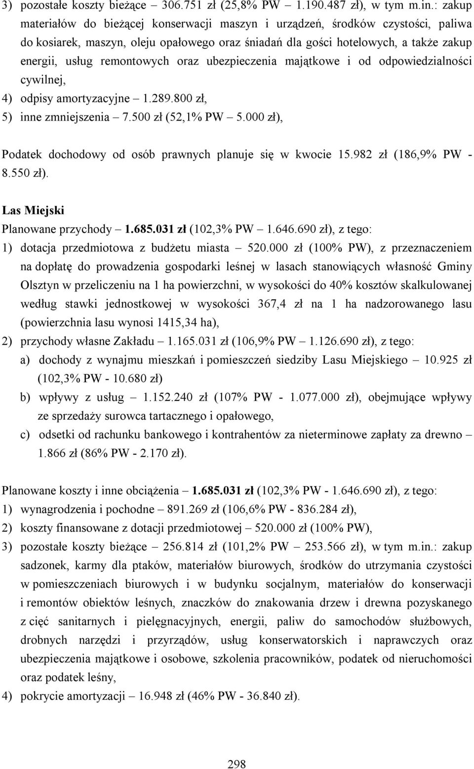 remontowych oraz ubezpieczenia majątkowe i od odpowiedzialności cywilnej, 4) odpisy amortyzacyjne 1.289.800 zł, 5) inne zmniejszenia 7.500 zł (52,1% PW 5.