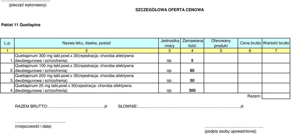 dwubiegunowa i schizofrenia) op. 80 Quetiapinum 200 mg tabl.powl.x 30(rejestracja: choroba afektywna 3. dwubiegunowa i schizofrenia) op.