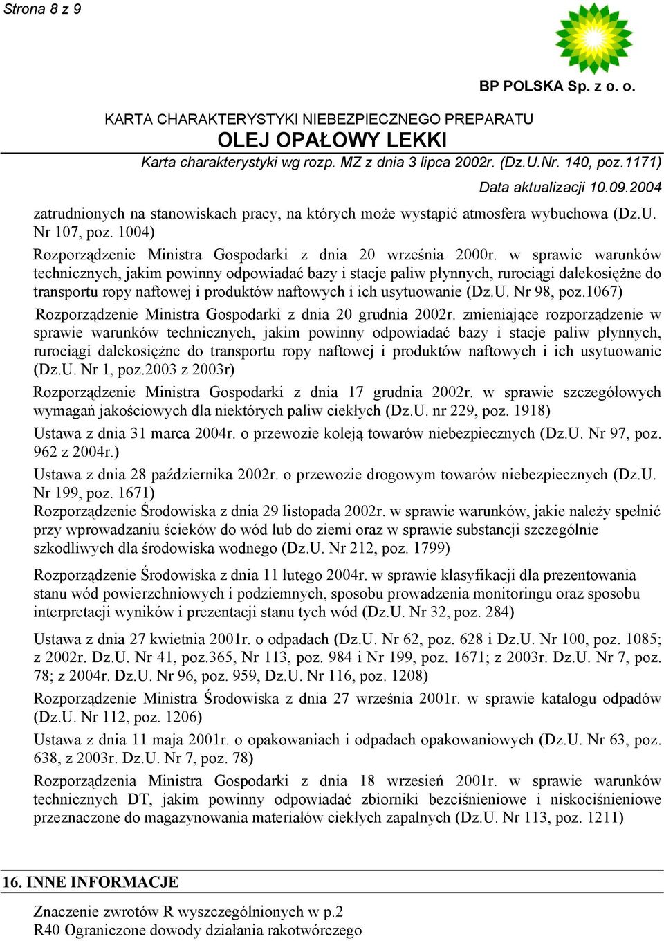 1067) Rozporządzenie Ministra Gospodarki z dnia 20 grudnia 2002r.