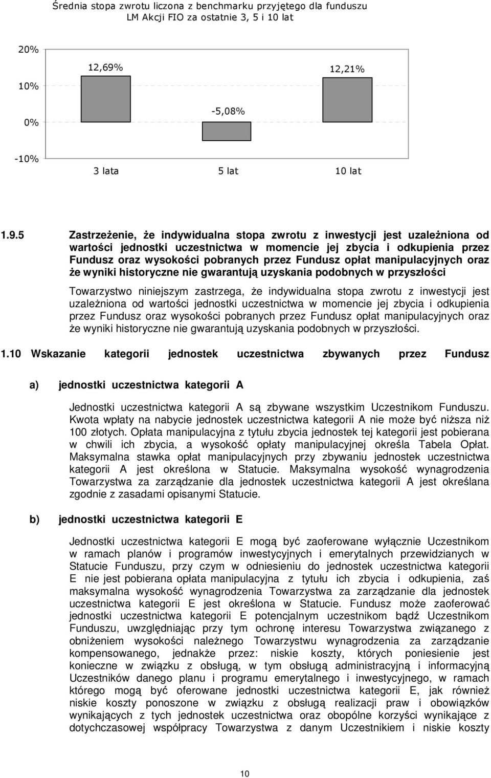 5 Zastrzeżenie, że indywidualna stopa zwrotu z inwestycji jest uzależniona od wartości jednostki uczestnictwa w momencie jej zbycia i odkupienia przez Fundusz oraz wysokości pobranych przez Fundusz