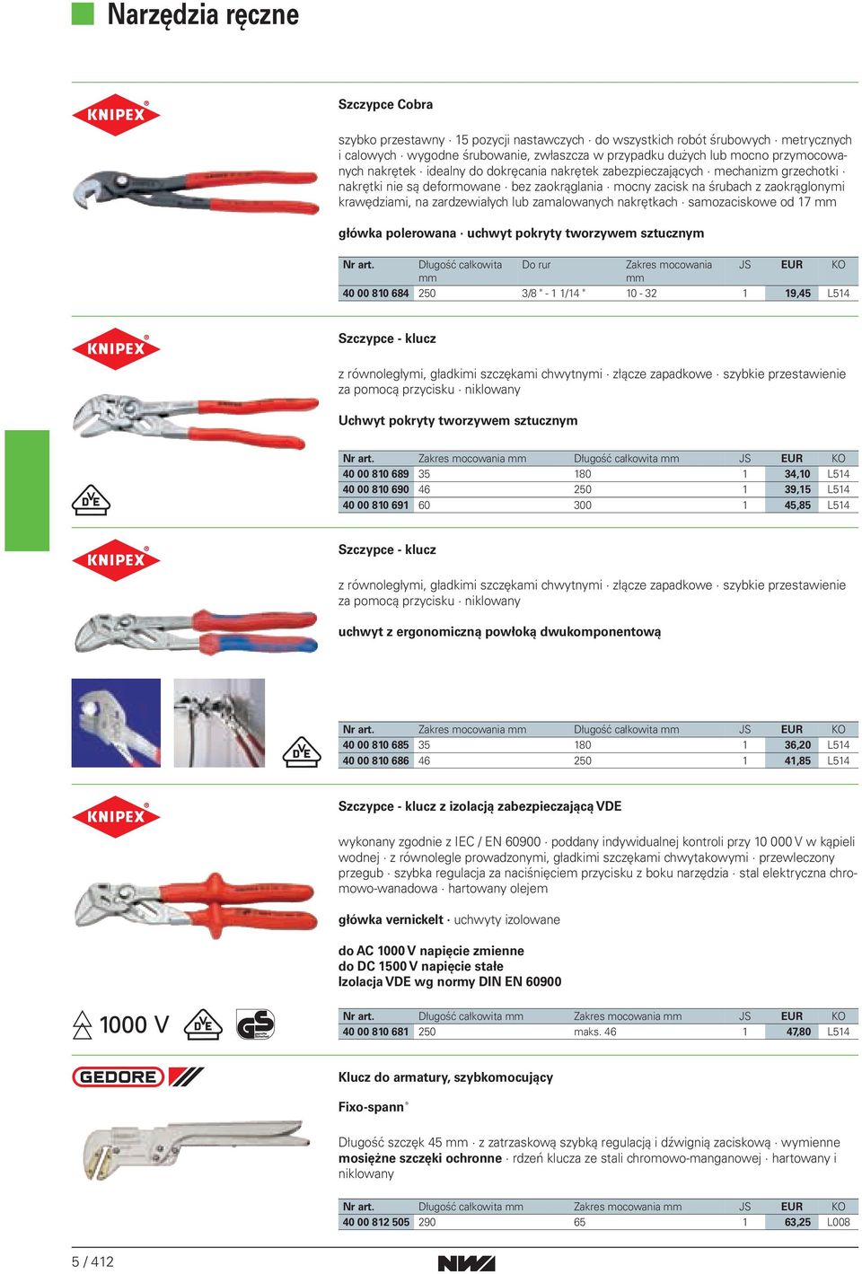 nakrętkach samozaciskowe od 17 główka polerowana uchwyt pokryty tworzywem sztucznym Nr art.