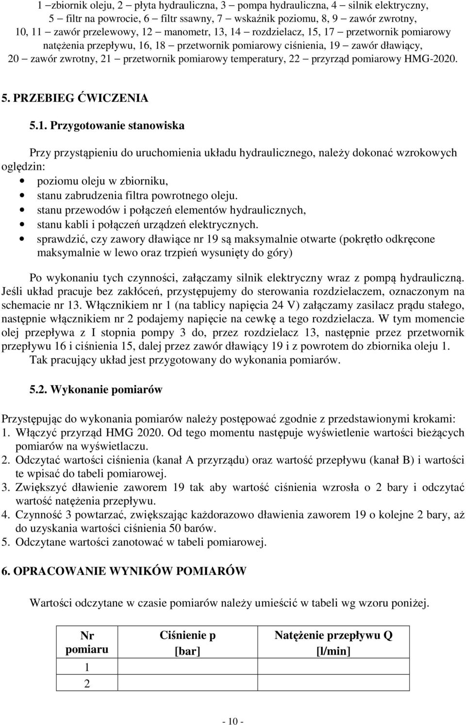 pomiarowy HMG-2020. 5. PRZEBIEG ĆWICZENIA 5.1.