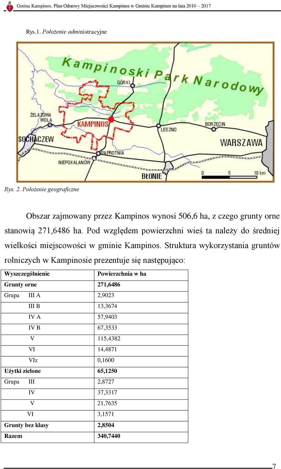 Pod względem powierzchni wieś ta należy do średniej wielkości miejscowości w gminie Kampinos.