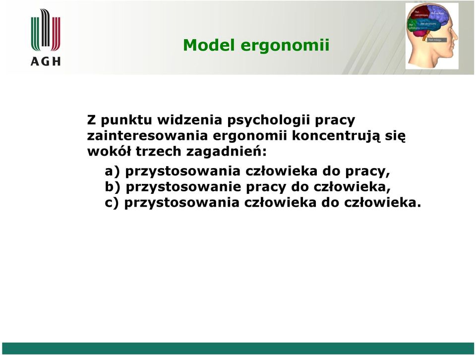 zagadnień: a) przystosowania człowieka do pracy, b)