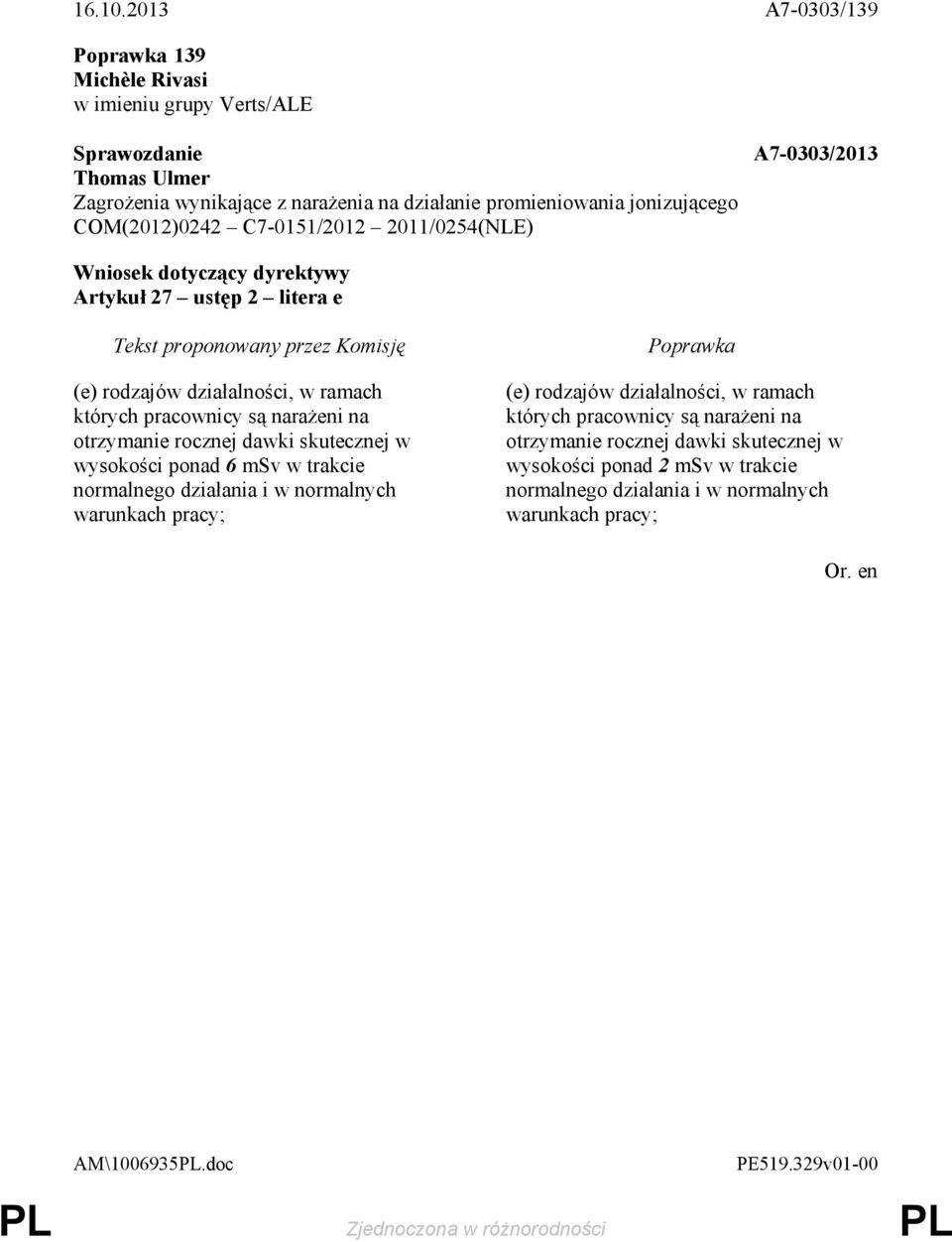 naraŝeni na otrzymanie rocznej dawki skutecznej w wysokości ponad 6 msv w trakcie normalnego działania i w