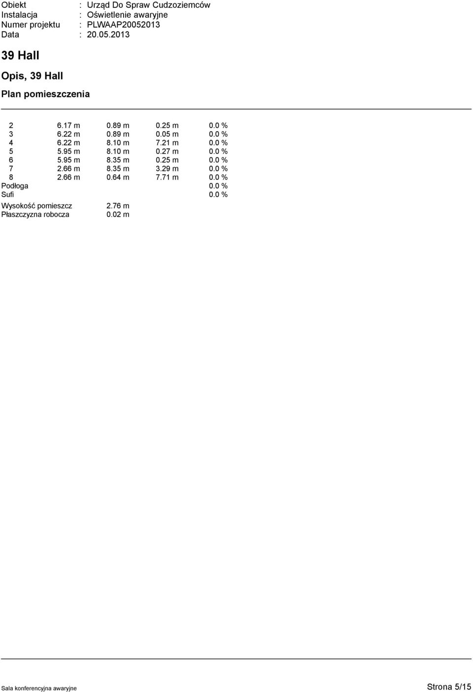 95 m 8.35 m 0.25 m 0.0 % 7 2.66 m 8.35 m 3.29 m 0.0 % 8 2.66 m 0.64 m 7.71 m 0.