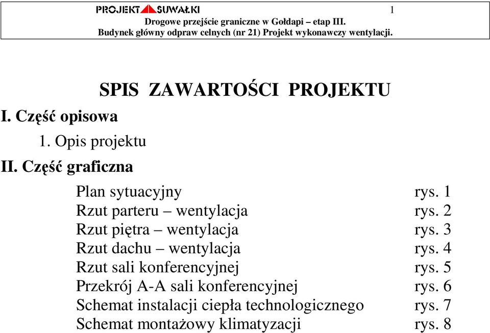 2 Rzut piętra wentylacja rys. 3 Rzut dachu wentylacja rys. 4 Rzut sali konferencyjnej rys.