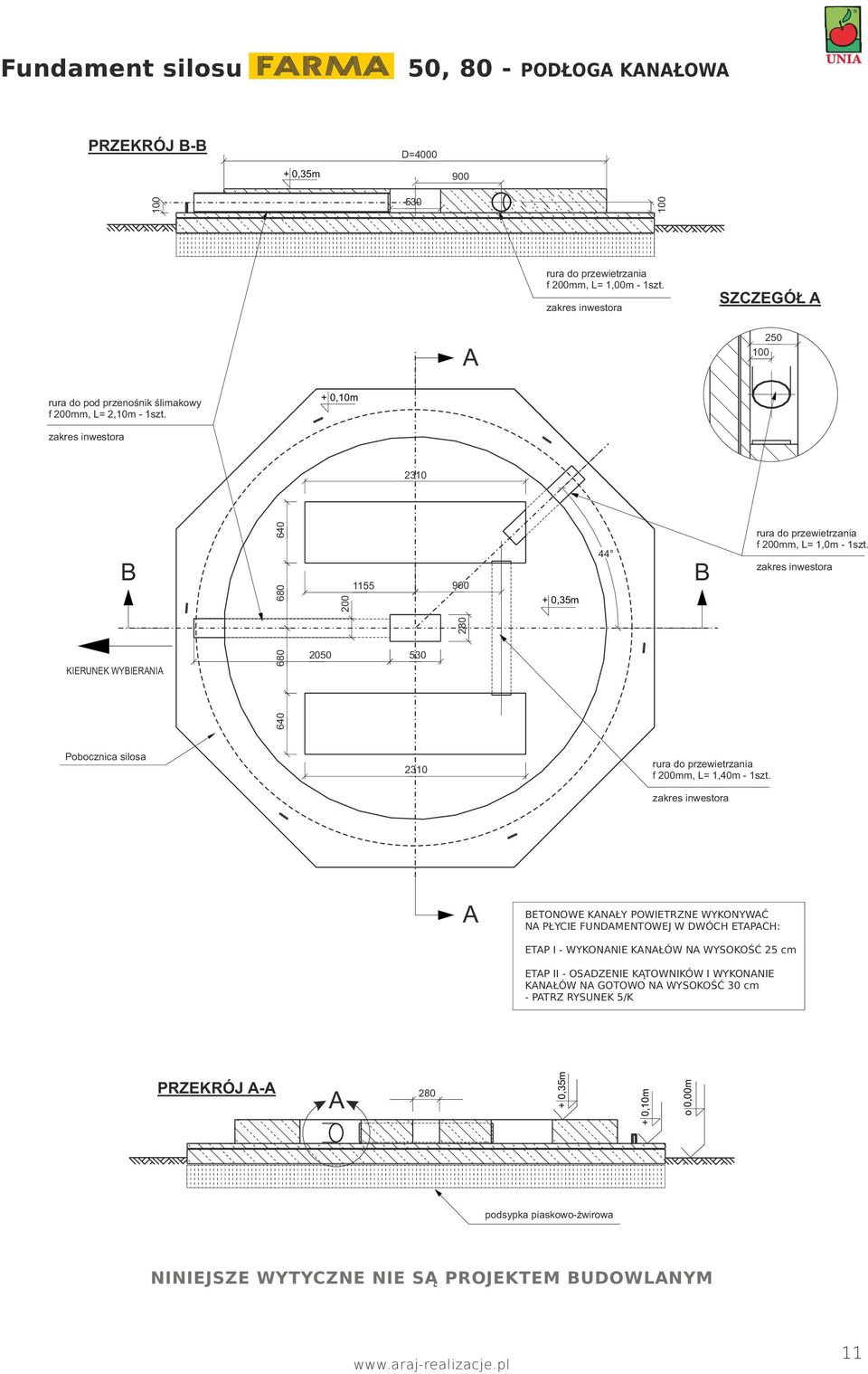 + 0,10m zakres inwestora 2310 B 640 680 200 1155 900 + 0,35m 44 B rura do przewietrzania f 200mm, L= 1,0m - 1szt.