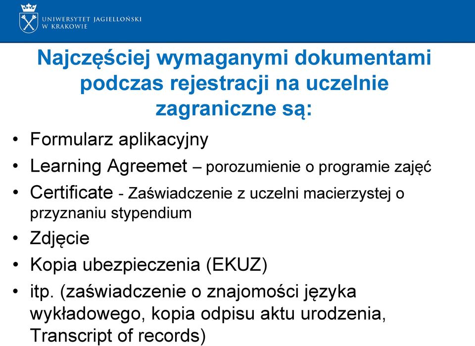 Zaświadczenie z uczelni macierzystej o przyznaniu stypendium Zdjęcie Kopia ubezpieczenia