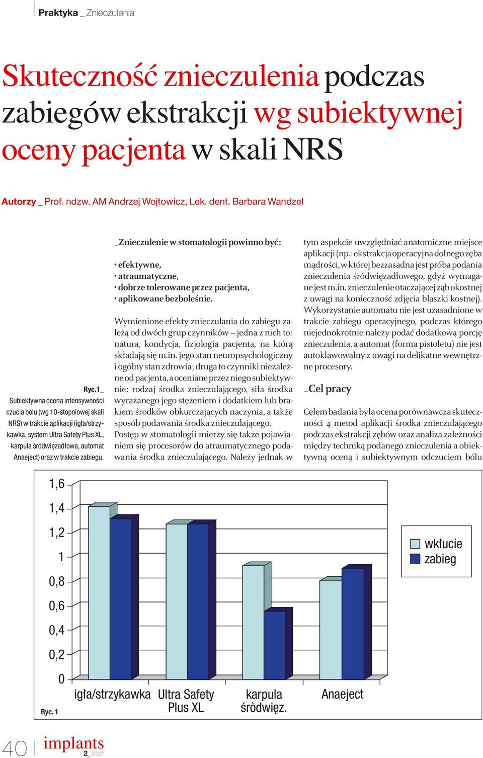 zabiegu. _Znieczulenie w stomatologii powinno być: efektywne, atraumatyczne, dobrze tolerowane przez pacjenta, aplikowane bezboleśnie.