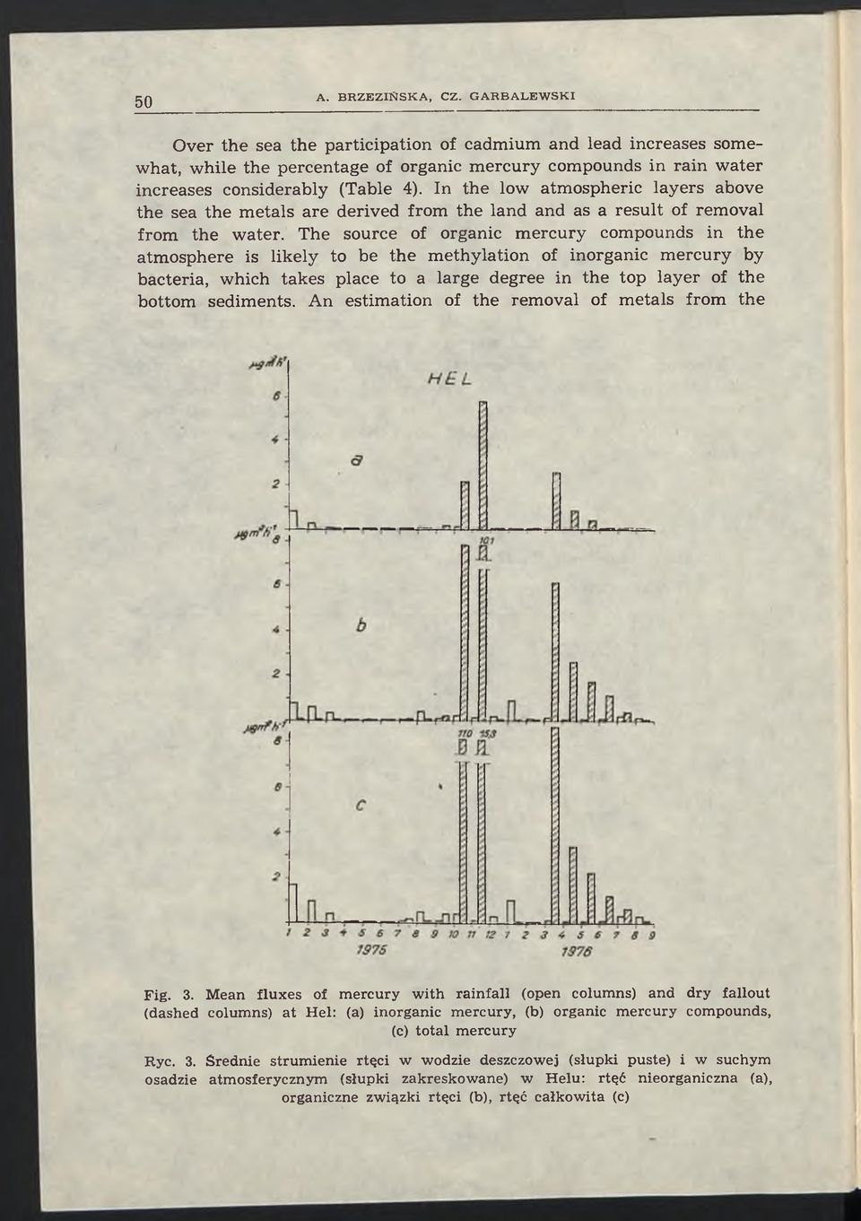 The source of organic mercury compounds in the atmosphere is likely to be the m ethylation of inorganic mercury by bacteria, which takes place to a large degree in the top layer of the bottom sedim