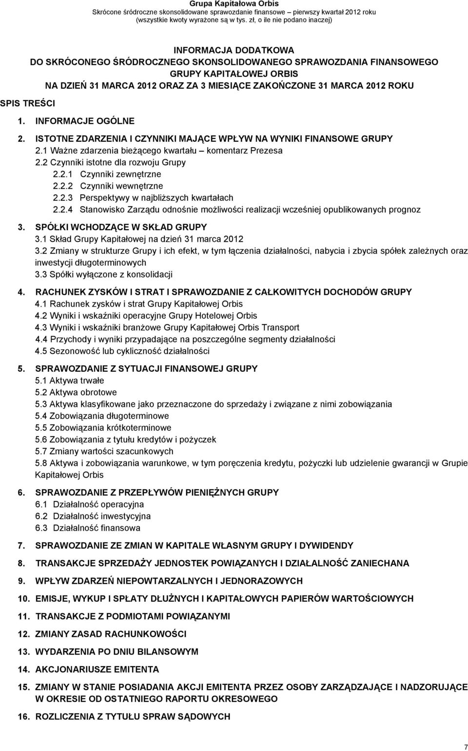 2.2 Czynniki wewnętrzne 2.2.3 Perspektywy w najbliższych kwartałach 2.2.4 Stanowisko Zarządu odnośnie możliwości realizacji wcześniej opublikowanych prognoz 3. SPÓŁKI WCHODZĄCE W SKŁAD GRUPY 3.