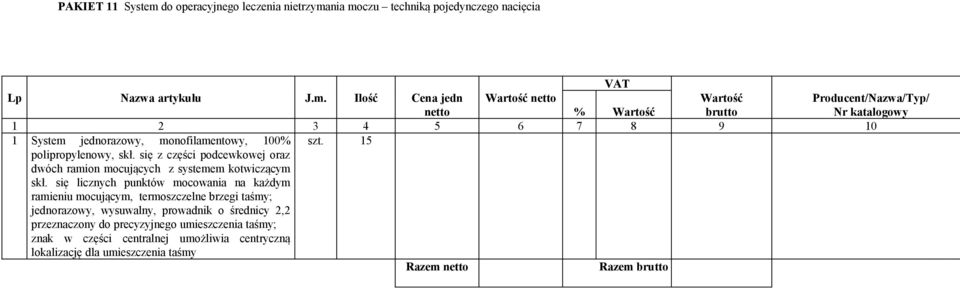 się licznych punktów mocowania na każdym ramieniu mocującym, termoszczelne brzegi taśmy; jednorazowy, wysuwalny, prowadnik o średnicy 2,2