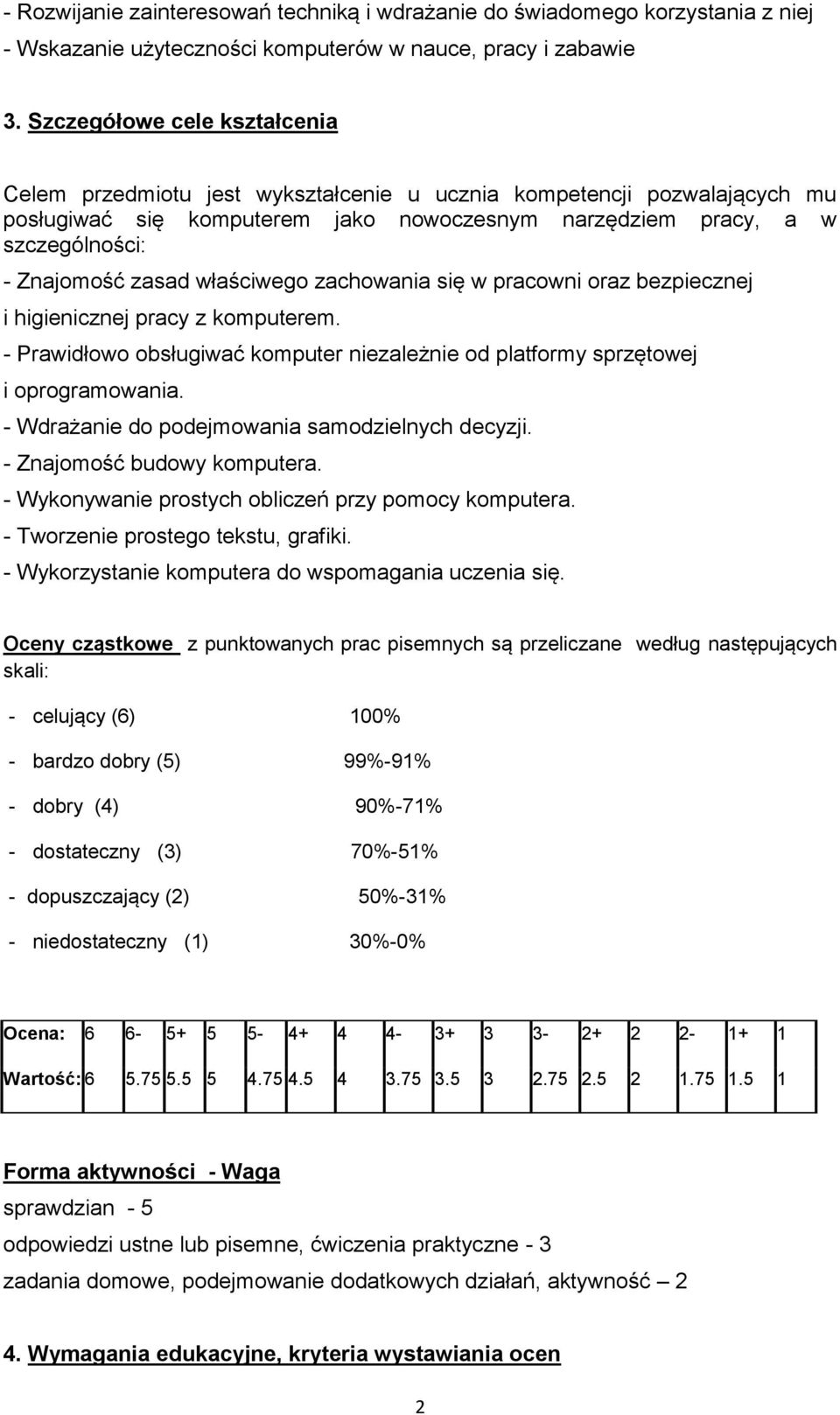 zasad właściwego zachowania się w pracowni oraz bezpiecznej i higienicznej pracy z komputerem. - Prawidłowo obsługiwać komputer niezależnie od platformy sprzętowej i oprogramowania.