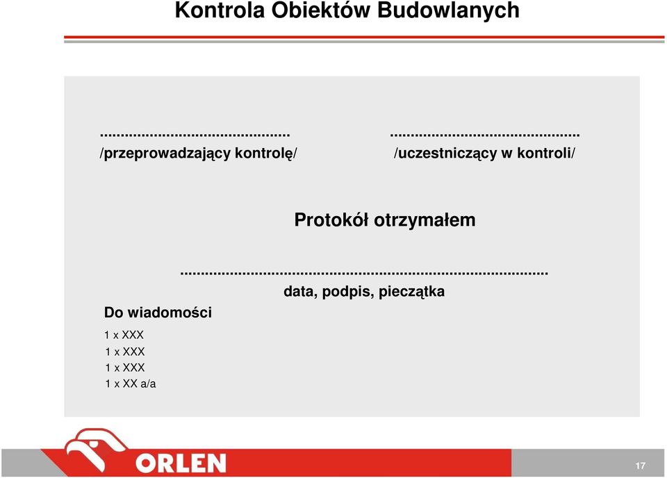 otrzymałem Do wiadomości 1 x XXX 1 x