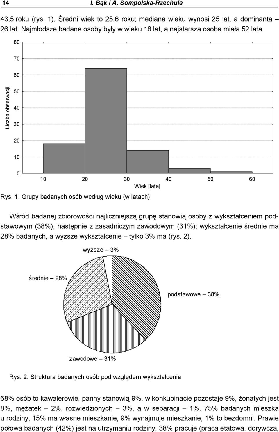 0 10 20 30 40 50 60 We We [lata] Rys. 1. Grupy badanych osób według weu (w latach) Wśród badanej zborowośc najlcznejszą grupę stanową osoby z wyształcenem podstawowym (38%), następne z zasadnczym