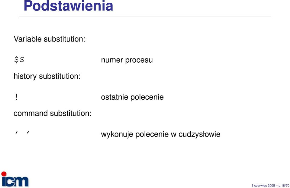 ostatnie polecenie command substitution: