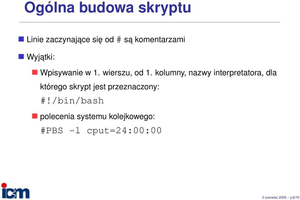 kolumny, nazwy interpretatora, dla którego skrypt jest