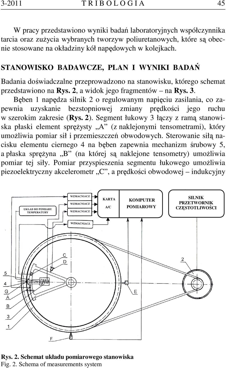 Bęben 1 napędza silnik 2 o regulowanym napięciu zasilania, co zapewnia uzyskanie bezstopniowej zmiany prędkości jego ruchu w szerokim zakresie (Rys. 2).