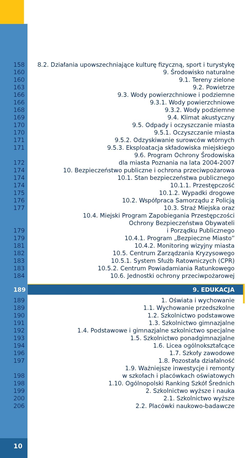 6. Program Ochrony Środowiska 172 dla miasta Poznania na lata 2004-2007 174 10. Bezpieczeństwo publiczne i ochrona przeciwpożarowa 174 10.1. Stan bezpieczeństwa publicznego 174 10.1.1. Przestępczość 175 10.