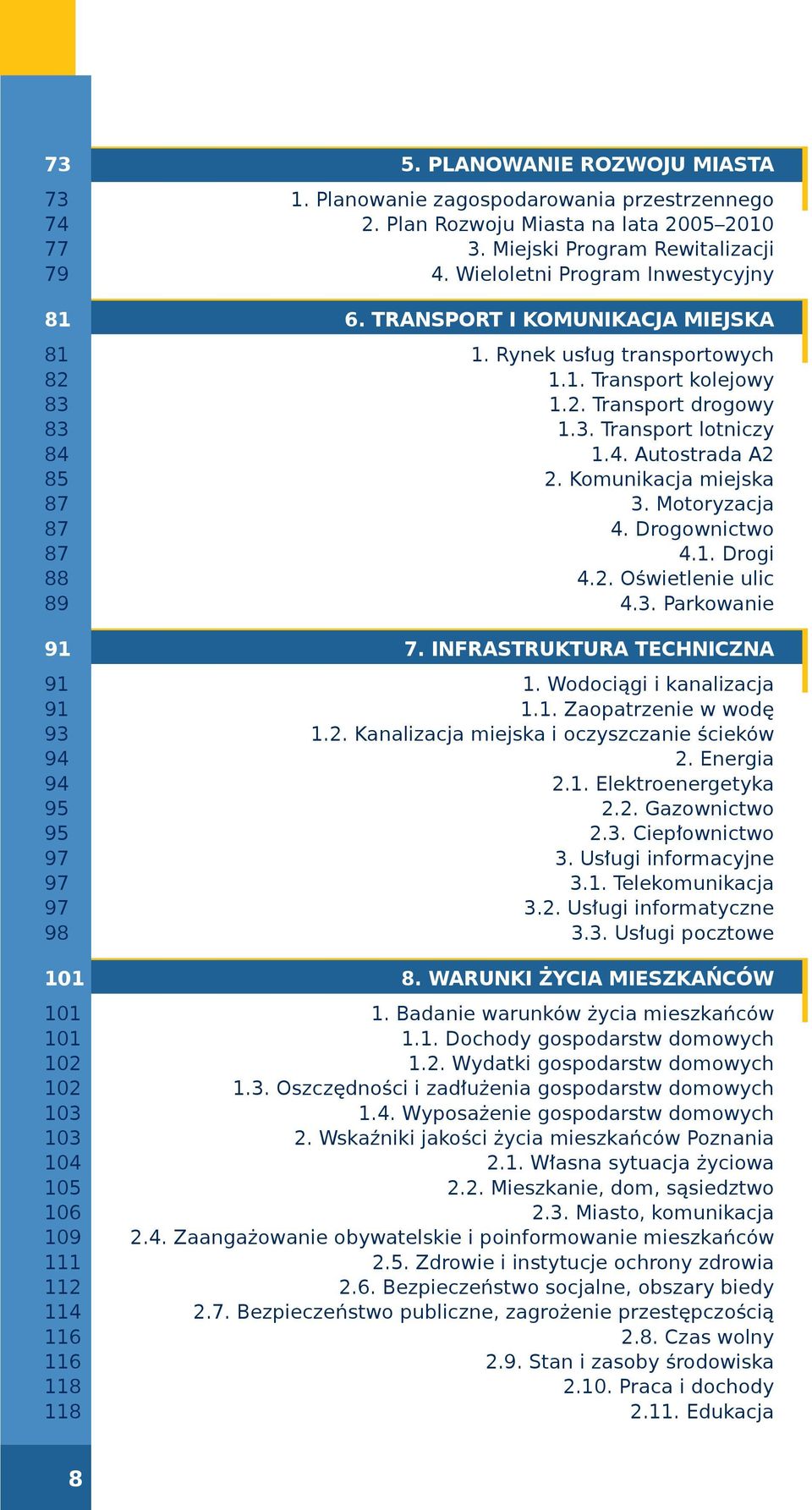 1.4. Autostrada A2 85 2. Komunikacja miejska 87 3. Motoryzacja 87 4. Drogownictwo 87 4.1. Drogi 88 4.2. Oświetlenie ulic 89 4.3. Parkowanie 91 7. INFRASTRUKTURA TECHNICZNA 91 1.