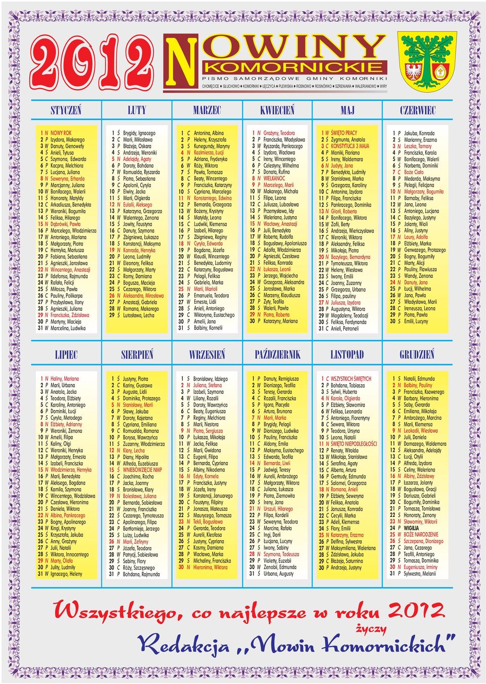 Hilarego 15 Dąbrówki, awła 16 Marcelego, łodzimierza 17 Antoniego, Mariana 18 Małgorzaty, iotra 19 Henryka, Mariusza 20 Fabiana, ebastiana 21 Agnieszki, Jarosława 22 incentego, Anastazji 23