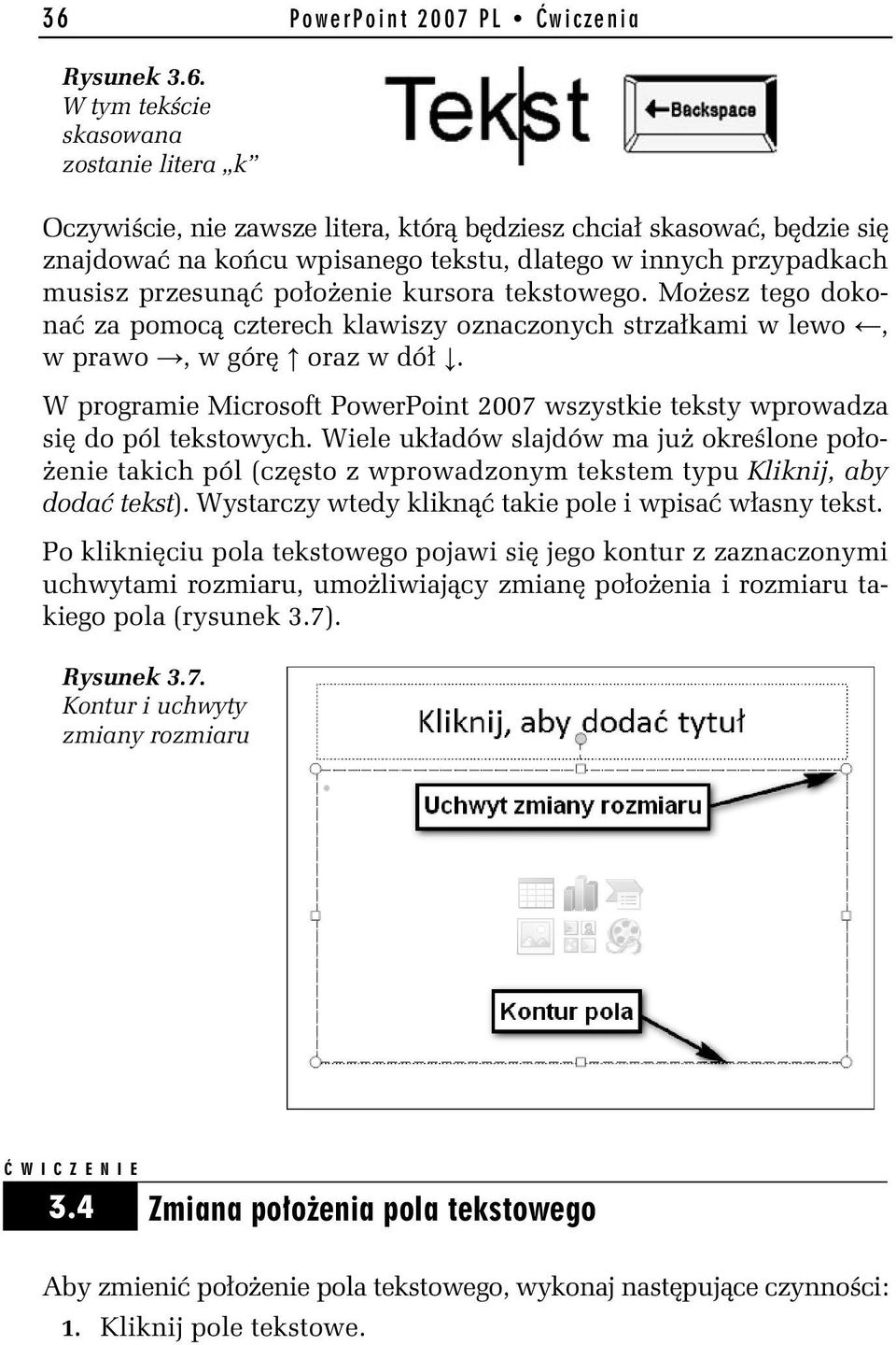 W programie Microsoft PowerPoint 2007 wszystkie teksty wprowadza się do pól tekstowych.