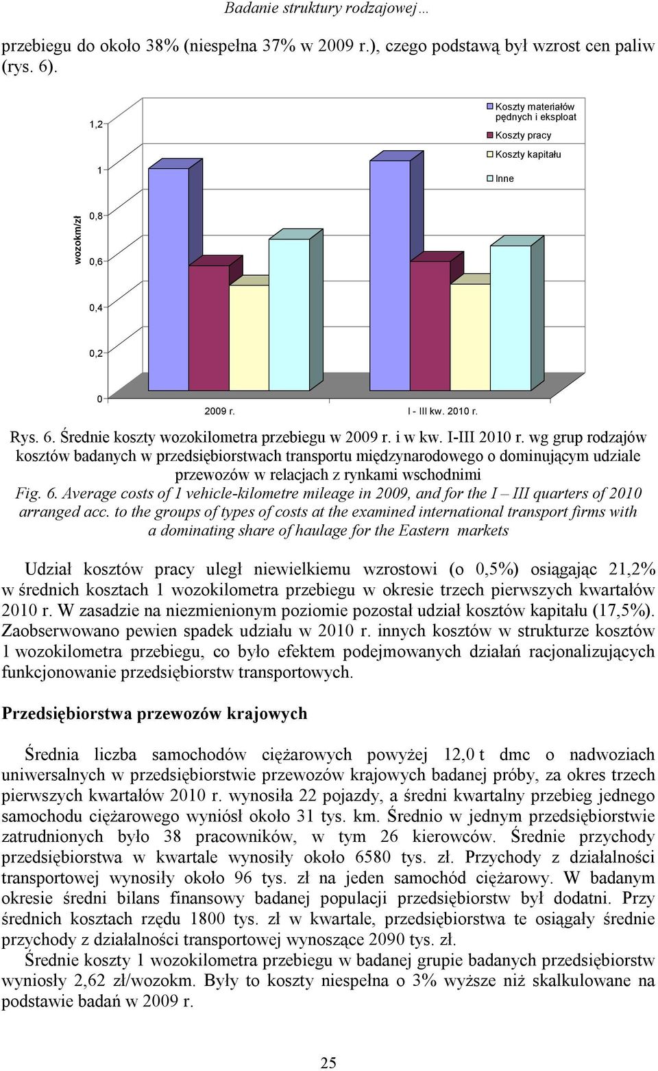 wg grup rodzajów kosztów badanych w przedsiębiorstwach transportu międzynarodowego o dominującym udziale przewozów w relacjach z rynkami wschodnimi Fig. 6.