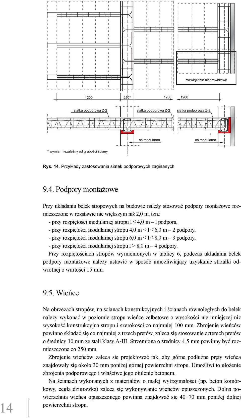 rozpiętości modularnej stropu l > 8,0 m 4 podpory.