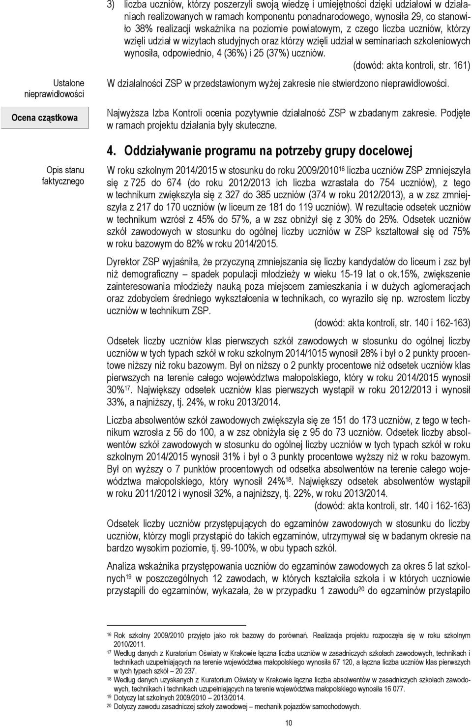 szkoleniowych wynosiła, odpowiednio, 4 (36%) i 25 (37%) uczniów. (dowód: akta kontroli, str. 161) W działalności ZSP w przedstawionym wyżej zakresie nie stwierdzono nieprawidłowości.