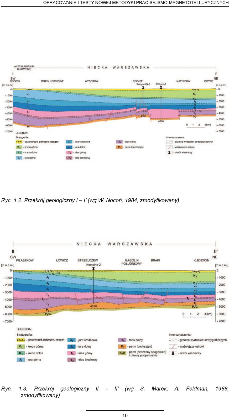 Przekrój geologiczny I I (wg W.