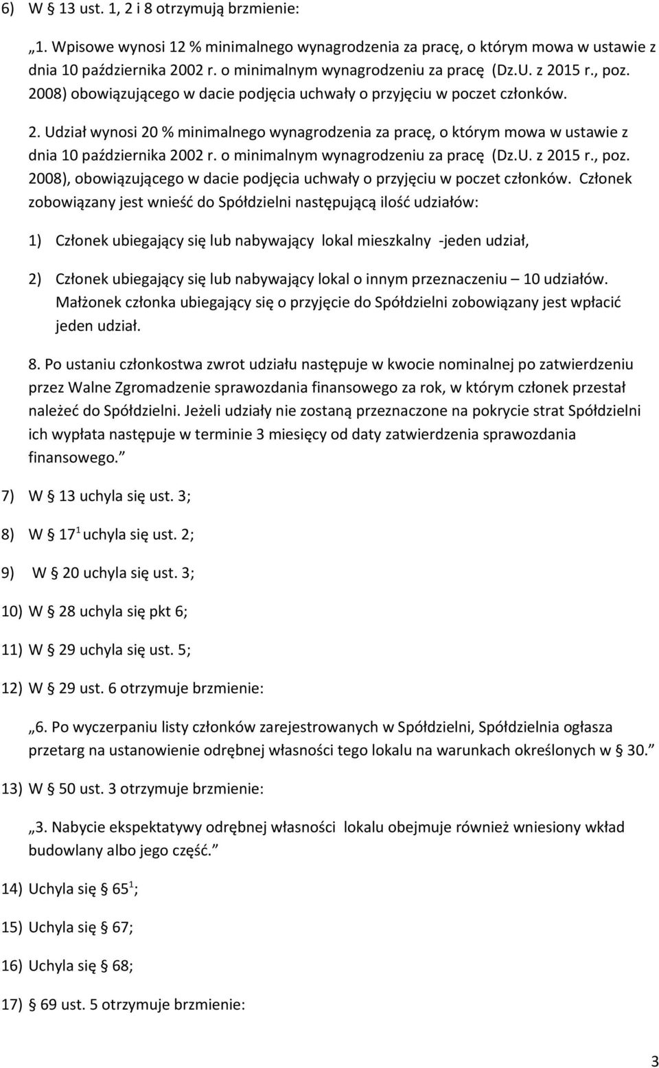 o minimalnym wynagrodzeniu za pracę (Dz.U. z 2015 r., poz. 2008), obowiązującego w dacie podjęcia uchwały o przyjęciu w poczet członków.