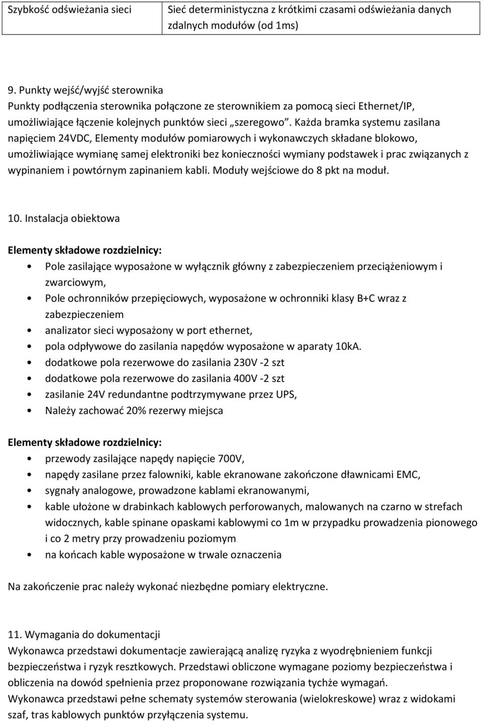 Każda bramka systemu zasilana napięciem 24VDC, Elementy modułów pomiarowych i wykonawczych składane blokowo, umożliwiające wymianę samej elektroniki bez konieczności wymiany podstawek i prac