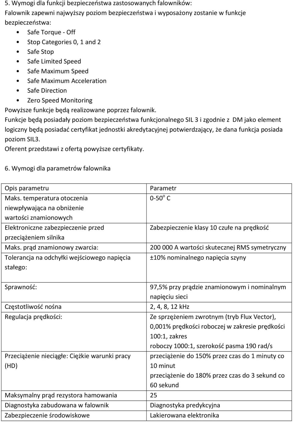 Funkcje będą posiadały poziom bezpieczeństwa funkcjonalnego SIL 3 i zgodnie z DM jako element logiczny będą posiadać certyfikat jednostki akredytacyjnej potwierdzający, że dana funkcja posiada poziom