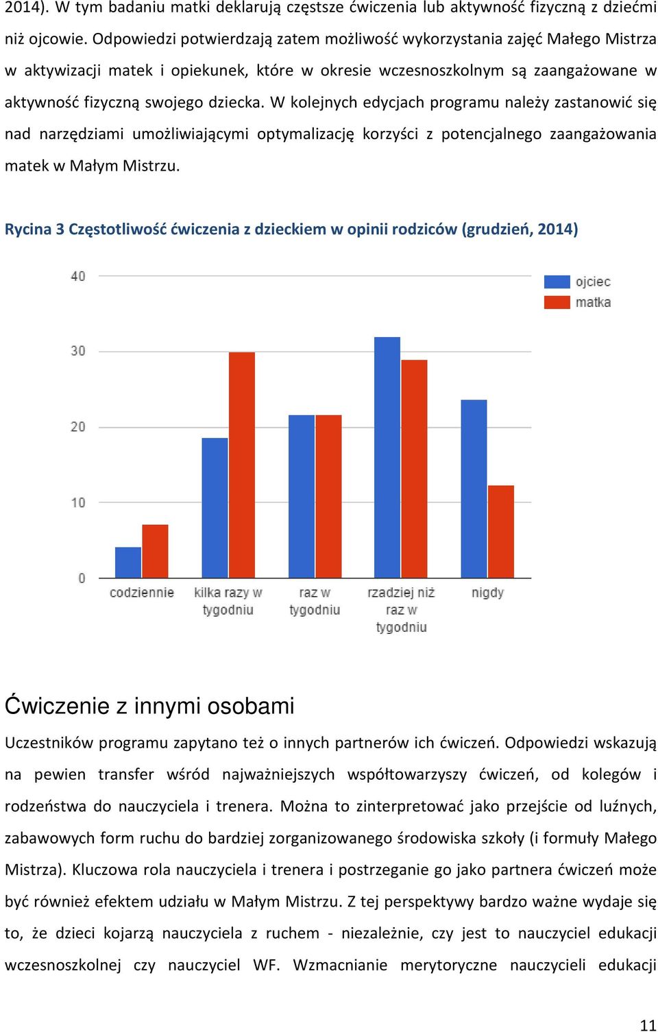 W kolejnych edycjach programu należy zastanowić się nad narzędziami umożliwiającymi optymalizację korzyści z potencjalnego zaangażowania matek w Małym Mistrzu.