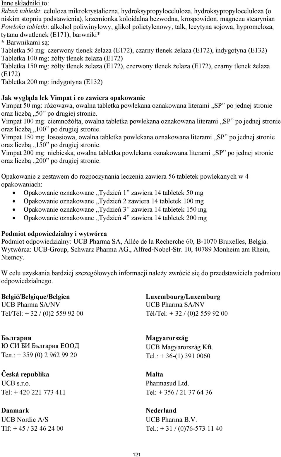 (E172), czarny tlenek żelaza (E172), indygotyna (E132) Tabletka 100 mg: żółty tlenek żelaza (E172) Tabletka 150 mg: żółty tlenek żelaza (E172), czerwony tlenek żelaza (E172), czarny tlenek żelaza