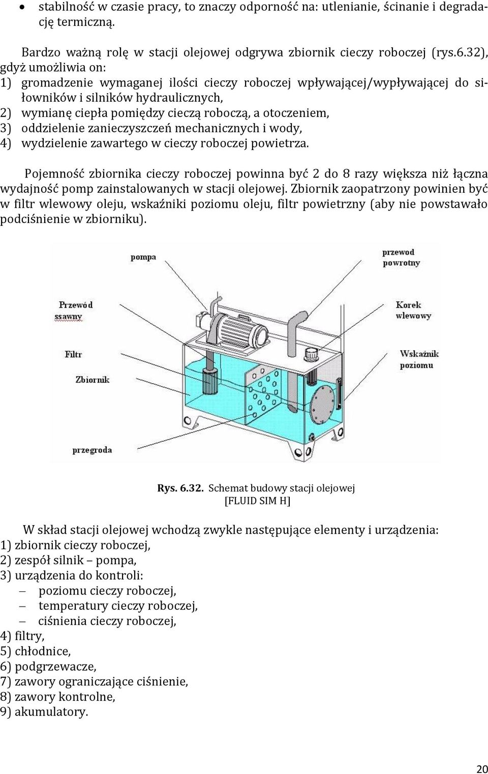 oddzielenie zanieczyszczeń mechanicznych i wody, 4) wydzielenie zawartego w cieczy roboczej powietrza.