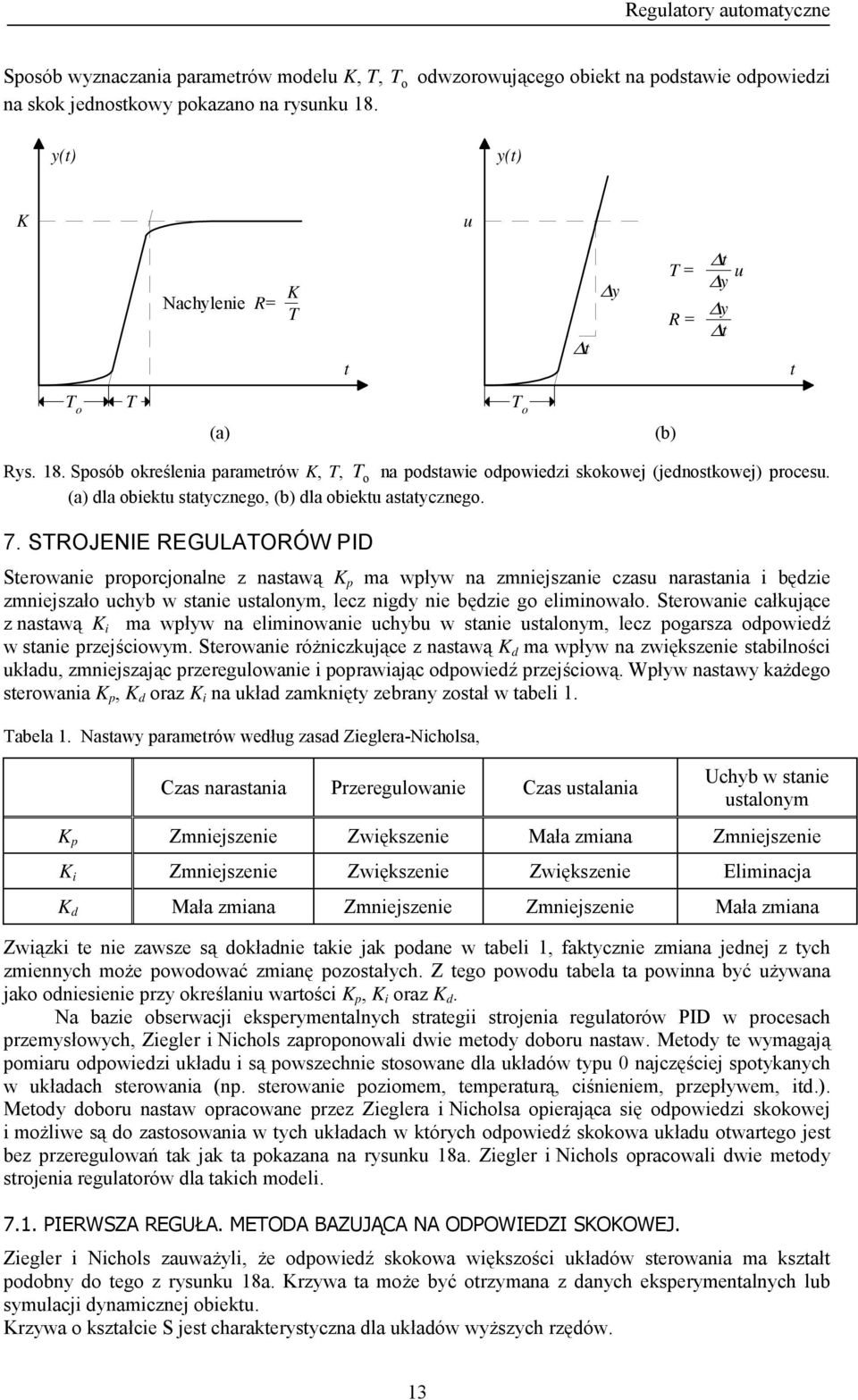 SROJENIE REGULAORÓW PID Serwanie rrcjnalne z naawą K ma wływ na zmniejzanie czau naraania i będzie zmniejzał uchyb w anie ualnym, lecz nigdy nie będzie g eliminwał.