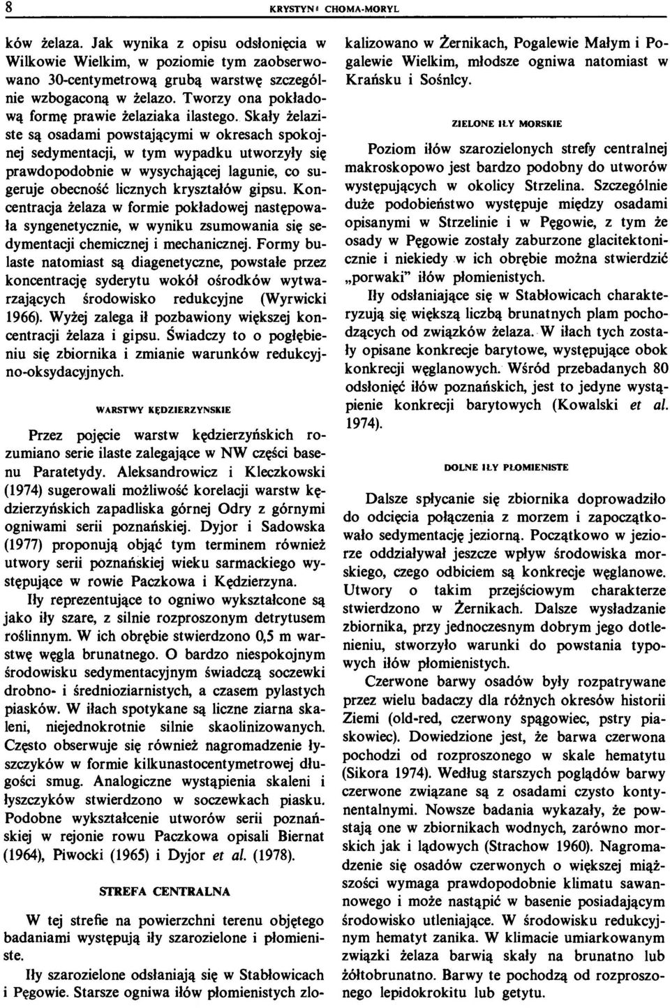 Skały żelaziste są osadami powstającymi w okresach spokojnej sedymentacji, w tym wypadku utworzyły się prawdopodobnie w wysychającej lagunie, co sugeruje obecność licznych kryształów gipsu.
