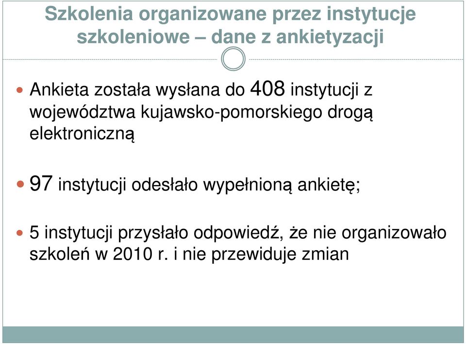 drogą elektroniczną 97 instytucji odesłało wypełnioną ankietę; 5 instytucji