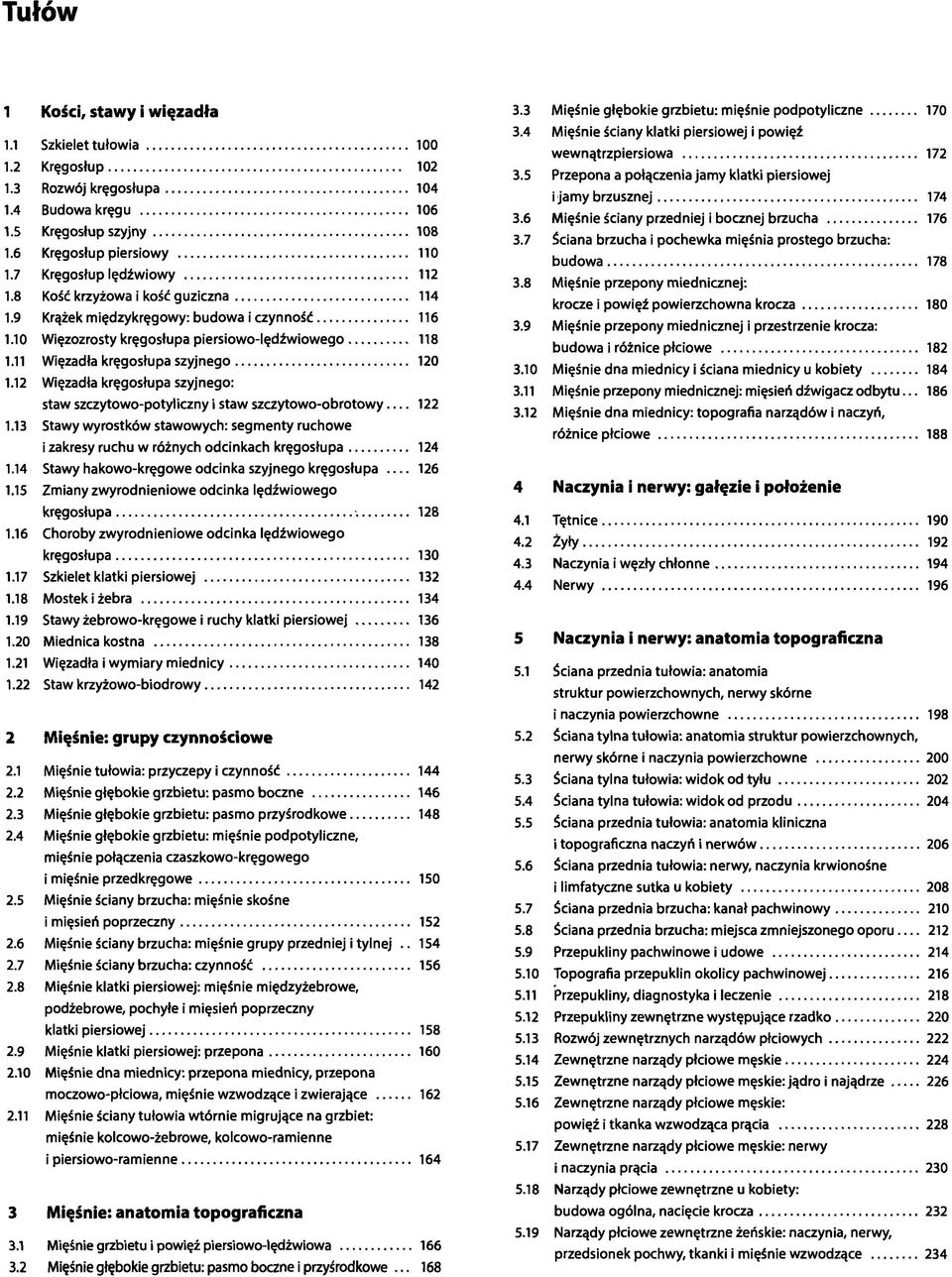 12 Więzadła kręgosłupa szyjnego: staw szczytowo-potyliczny i staw szczytowo-obrotowy 122 1.13 Stawy wyrostków stawowych: segmenty ruchowe i zakresy ruchu w różnych odcinkach kręgosłupa 124 1.