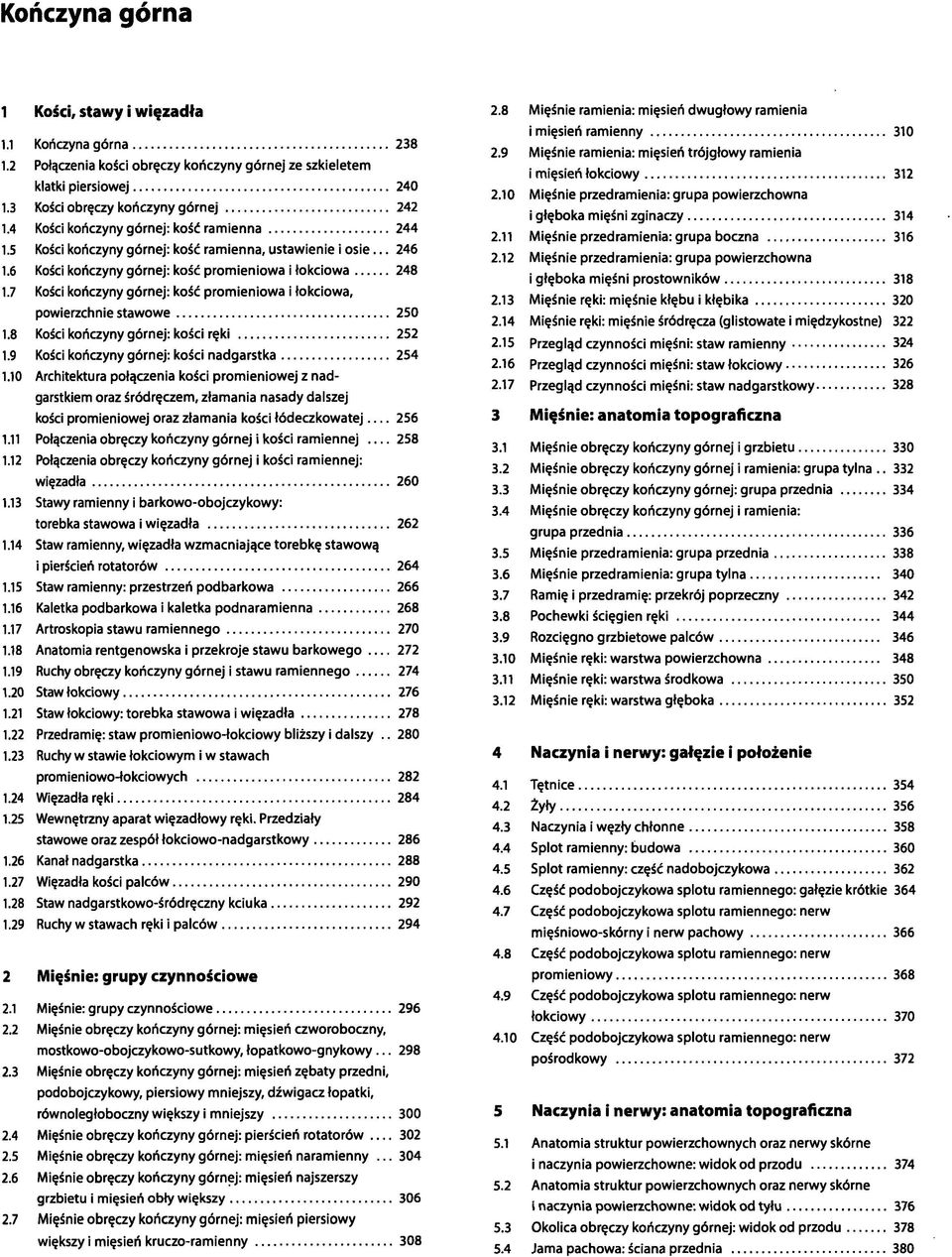 7 Kości kończyny górnej: kość promieniowa i łokciowa, powierzchnie stawowe 250 1.8 Kości kończyny górnej: kości ręki 252 1.9 Kości kończyny górnej: kości nadgarstka 254 1.