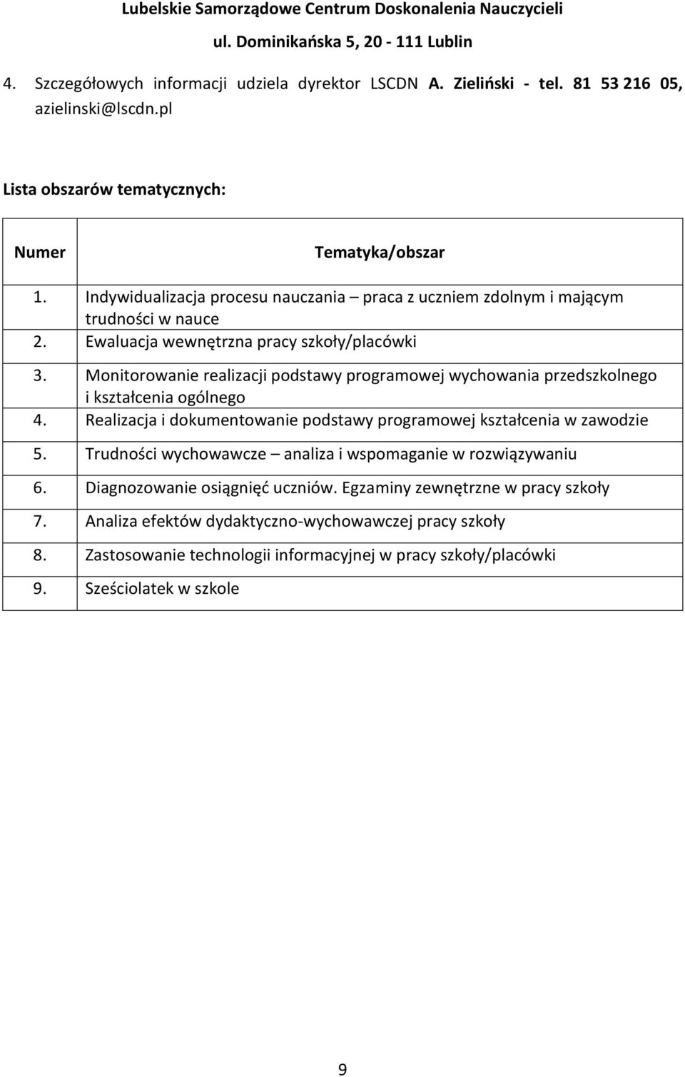 Monitorowanie realizacji podstawy programowej wychowania przedszkolnego i kształcenia ogólnego 4. Realizacja i dokumentowanie podstawy programowej kształcenia w zawodzie 5.