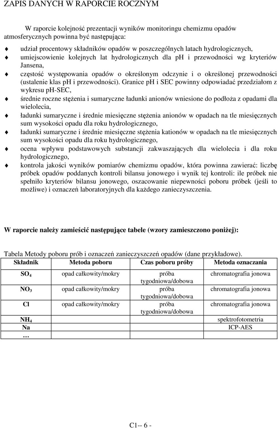 (ustalenie klas ph i przewodności).