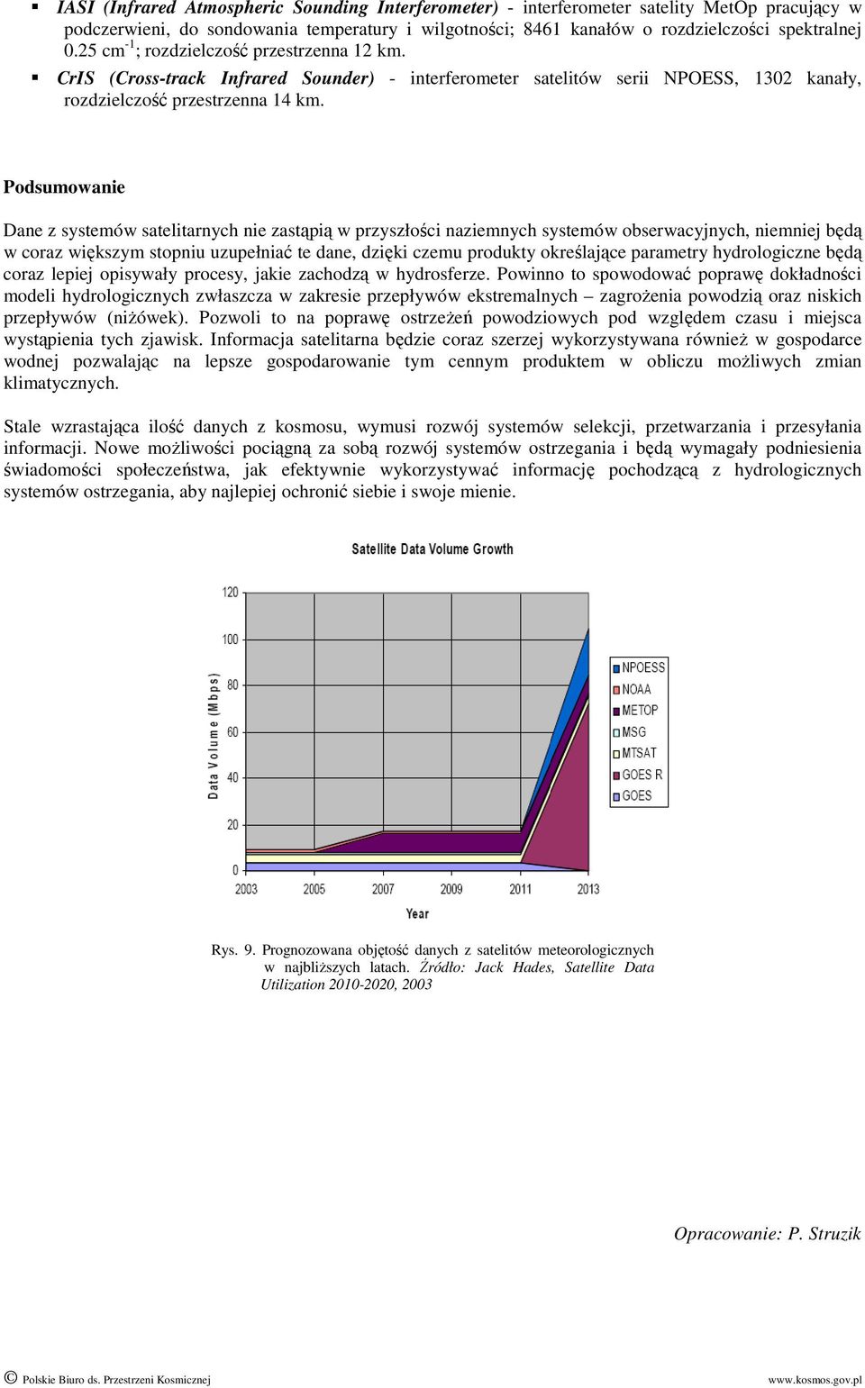 Podsumowanie Dane z systemów satelitarnych nie zastąpią w przyszłości naziemnych systemów obserwacyjnych, niemniej będą w coraz większym stopniu uzupełniać te dane, dzięki czemu produkty określające